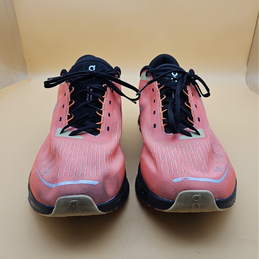 On Cloud Running Shoes Men's Size 12.5 Orange Black Helion Cloudtec Cloudspark - Picture 2 of 11
